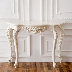 Antique Gold Silver Stroke White Cherry <strong>Brown</strong> Carved Furniture Console <strong>Table</strong> - Product Image 3