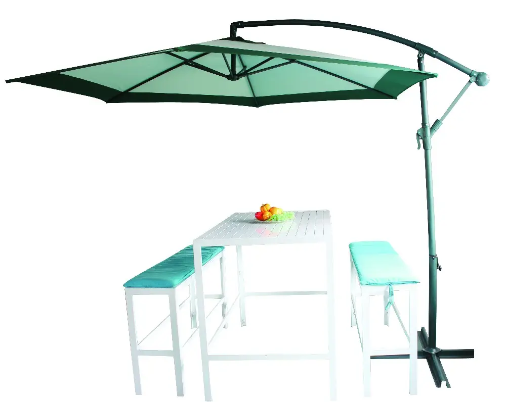 3M Adjustable Wind Vent Sun Shade Outdoor Cafe Beach Steel Parasol Patio Garden Hanging Umbrella with Crank Cross Base