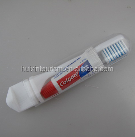 travel handy disposable dispenser folded toothbrush with toothpaste inside