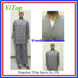 Gros coton han vêtements kungfu de Shaolin moine bouddhiste uniformes bouddhisme kungfu robes - Product Image 4