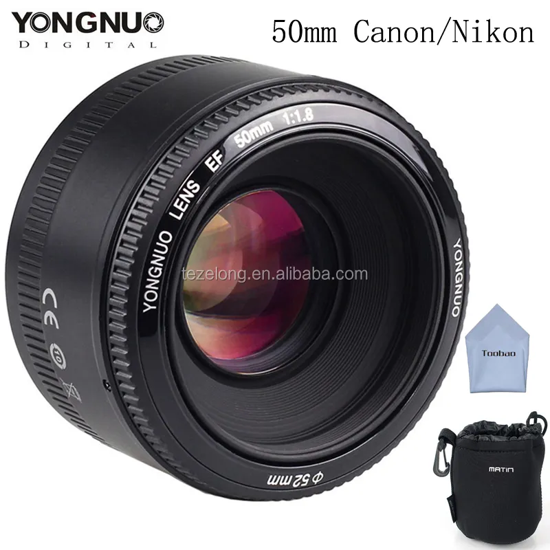 YONGNUO-lente de enfoque automático YN50MM F/1,8 AF MF para cámara DSLR canon