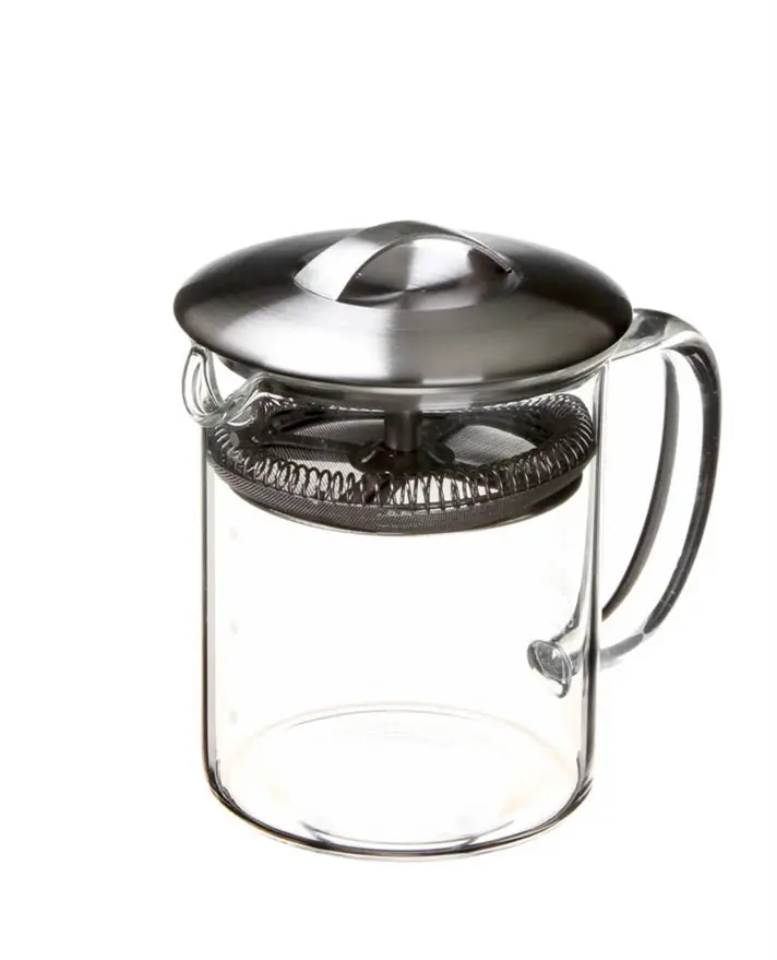 450ml Simple Brew Loose Leaf Tea Pot Glass With Stainless Steel Press Mesh Filter Lid