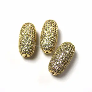 BE121 Atacado Resultados Da Jóia Banhado A Ouro Micro Pave Zircon Spacer Bead Apreciação