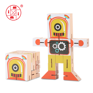 <span class=keywords><strong>Cubo</strong></span> di <span class=keywords><strong>Legno</strong></span> Robot Puzzle Giocattoli <span class=keywords><strong>Cubo</strong></span> Puzzle dalla Forma Sorprendente - Product Image 2