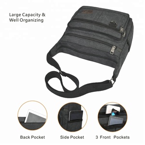 Bolso bandolera Rfid con portabotellas de agua, bolso de hombro para ordenador portátil de 13 pulgadas, Bolso tipo bandolera con billetera integrada - Product Image 3