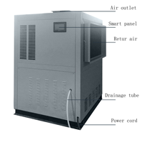 Déshumidificateur industriel central à conduits TOJJE 380V/50HZ 720L/D 30kg/h à pompe à chaleur air-eau pour le séchage et le stockage des aliments