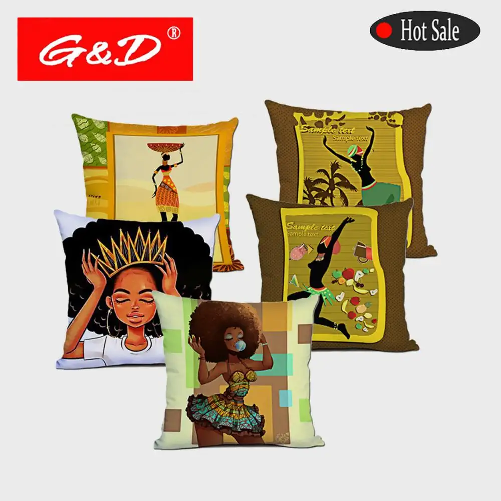 G&D Cute Cartoon Africa Pattern Anime Bed Home Decoration Sofa Pillow Case Cover