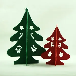 Mini DIY Xmas ตกแต่ง 100% โพลีเอสเตอร์ Felt Christmas Tree