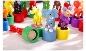 Customized Colorized Cute Cartoon Giraffe Flashing Wooden Finger <strong>Push</strong> <strong>Pop</strong> up Learning Kids Toys - Product Image 4