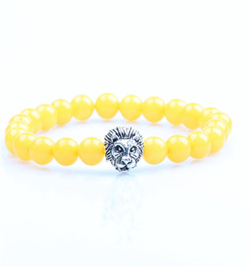 azul marino 8mm sodalita piedra natural del grano plateado león hombres brazalete pulsera con precio barato - Product Image 5