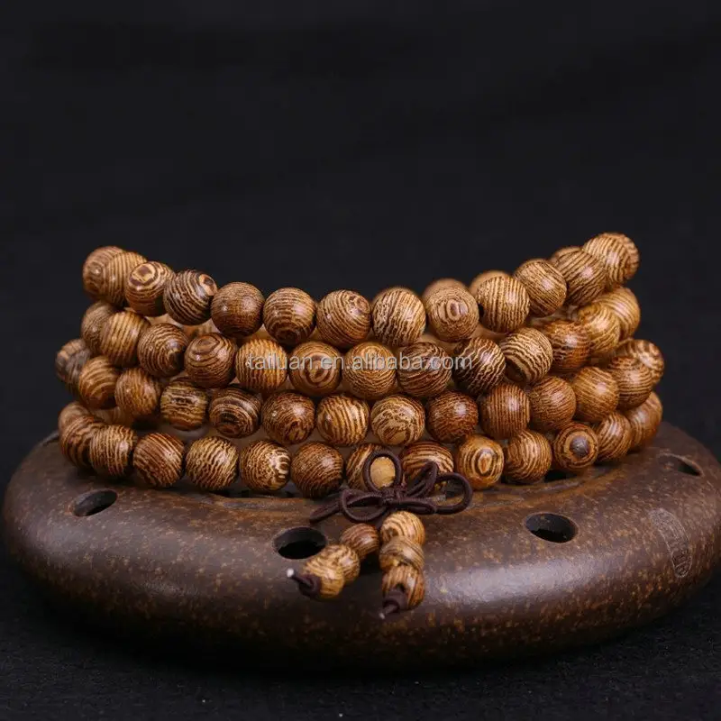 Venta al por mayor budista mala Rosario pulsera de cuentas de madera de Buda tibetano pulsera