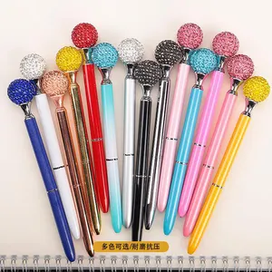 2024 रंगीन बड़े डायमंड बॉल पेन व्यवसाय उपहार कस्टम धातु बॉलपॉइंट पेन