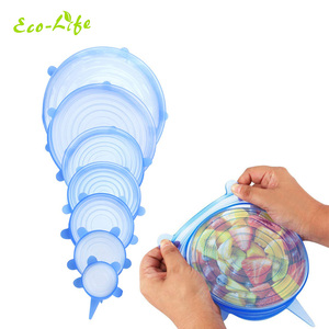 Couvre-aliments en <span class=keywords><strong>silicone</strong></span> extensible multifonctionnel anti-fuite, réutilisable, 6 <span class=keywords><strong>couvercles</strong></span> <span class=keywords><strong>extensibles</strong></span> en <span class=keywords><strong>silicone</strong></span> - Product Image 1