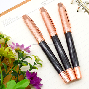 China fábrica de pluma color personalizado casquillo del oro de Rose metal <span class=keywords><strong>roller</strong></span> gel bolígrafos con logo - Product Image 2