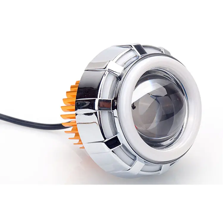 Minilâmpada de farol de motocicleta, 10w, led, olho de anjo duplo, bi-xenon, lente projetora