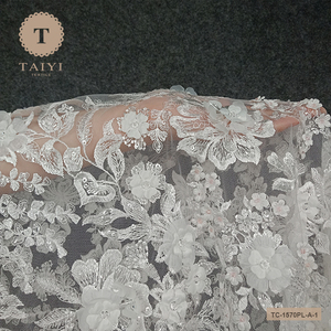 <strong>Heavy</strong> Beaded <strong>Lace</strong> <strong>Fabric</strong> Tulle French Guipure <strong>Lace</strong> Elegent Wedding <strong>Lace</strong> - Product Image 6