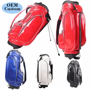 Suporte de golfe de couro 2017 personalizado, bolsa de couro pu vermelho, preto, azul e branco, à prova d'água