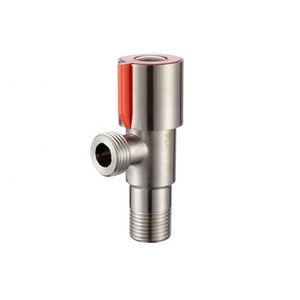 Robinet d'angle en acier inoxydable 304, filetage G1/2, poignée rouge et bleue, nickel brossé, pour toilettes et salle de bain, eau chaude et froide - Product Image 3