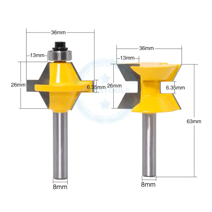 L-N157 2Pcs 8mm Shank Router Bit Set 120 Degree Woodworking Groove Chisel Cutter Tool