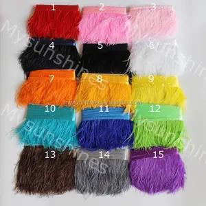 Wholesale stock fashion and cheap 8-10cm ostrich feather fringe trimming for garment and decoration