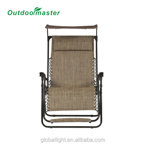 فناء متسكع كبير الحجم قابل للطي مع مظلة ومسند للقدمين وبني - Product Image 3
