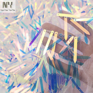 Tessuto con Paillettes a Spada Iridescente Rosa e Blu Pastello Nanyee Textile, Disponibile al Metro - Product Image 6