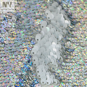 Nanyee Textile Argent <span class=keywords><strong>hologramme</strong></span> Filet Blanc Paillettes Bombardier Tissu - Product Image 5