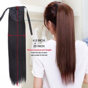 AliLeader Haute Qualité Vente en Gros 20 Pouces Silky Straight Pure Color <span class=keywords><strong>Ponytail</strong></span> Clip In <span class=keywords><strong>Ponytail</strong></span> Hair Extensions - Product Image 3