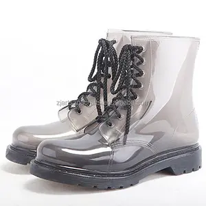 2014 Fashion PVC Martin Transparan Hujan Boot Ankle Boot untuk Wanita