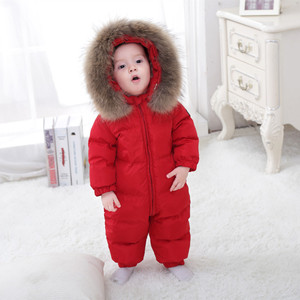 Salopettes d'hiver pour bébé, <span class=keywords><strong>manteau</strong></span> en duvet de canard, rembourré, gros col en fourrure de raton laveur, <span class=keywords><strong>manteau</strong></span> à capuche, vente en gros, offre spéciale - Product Image 2
