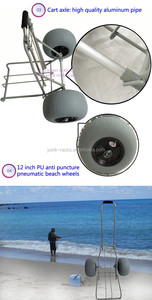 Chariot pliant en acier inoxydable avec grande roue, chariot à roulettes de plage gonflable en PU - Product Image 3
