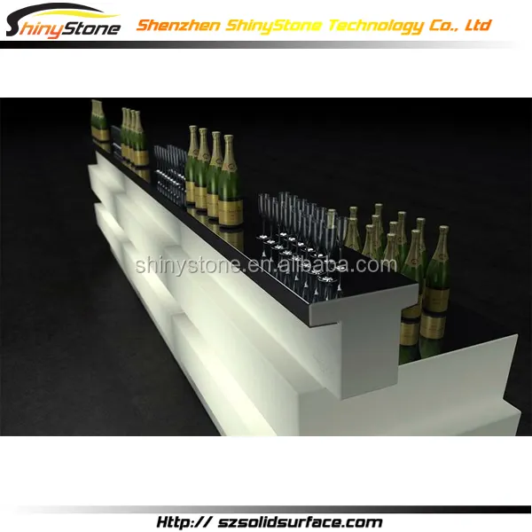 Bespoke straight shape design solid surface bar counter professional price