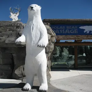 Grande statue d'ours en fibre de verre, décoration de parc à thème coréen, à vendre