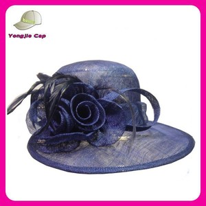top venta de color púrpura sinamay señoras de organza de novia de <span class=keywords><strong>la</strong></span> iglesia el domingo sombreros para las ventas - Product Image 1