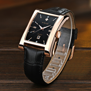 <span class=keywords><strong>Orologio</strong></span> da <span class=keywords><strong>Uomo</strong></span> Quadrato Impermeabile con Calendario, Cinturino Nero e <span class=keywords><strong>Oro</strong></span>, Movimento al Quarzo, Design alla Moda - Product Image 4