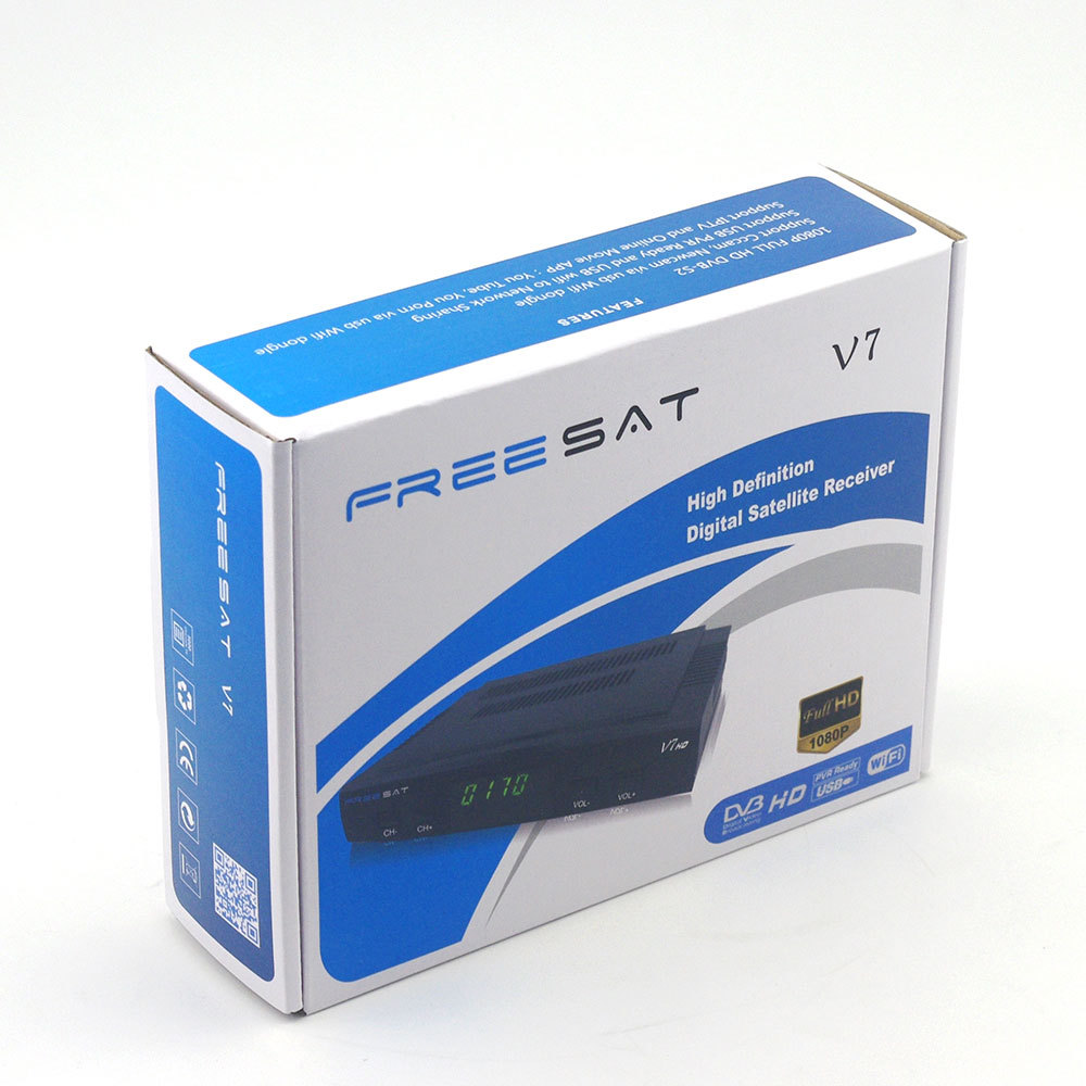 Freesat V7 HD Biss Key Powervu set top box DVB-S2 FTA satellite TV Récepteur cccam youtube youporn chaude vidéo soutien