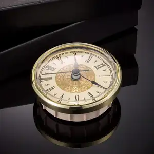 70mm Diameter Clock Fit Ups Inserts 2.8 Inch Roman Arabic Numeral Quartz Clock Insert with Gold,Silver bezel