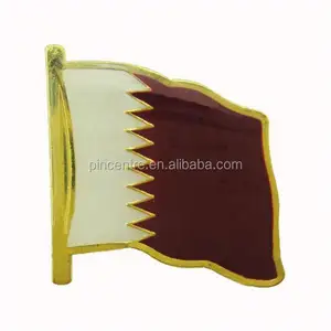 Badge Supplier Custom Magnetic Qatar Flag Pin Badge/gold Plated Qatar Flag Lapel Pin With Magnet Back