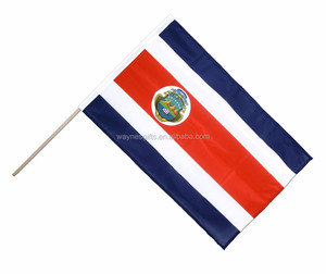 Gran Oferta personalizada 20*30 cm poliéster <span class=keywords><strong>Costa</strong></span> Rica banderas de mano estilo banderín con asta de fibra de vidrio seda y Material plástico - Product Image 6
