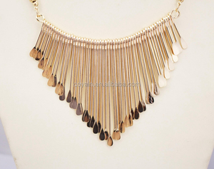 الأزياء اليدوية لامعة عقد ذهب الشرير نمط الهند سبيكة معدنية الذهب الشرابة المختنق قلادة - Product Image 4
