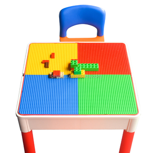 Conjunto de tabela de atividade de plástico <span class=keywords><strong>3</strong></span>-in-1 para crianças Play Outdoor Block Desk com placa de base de tijolo Fit com todas as marcas Kits de construção - Product Image 2