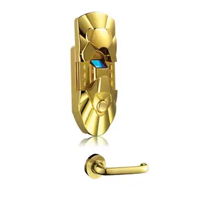 Vingerafdruk en toetsenbord en mechanische sleutel gouden kleur biometrische vingerafdruk deurslot py-6698