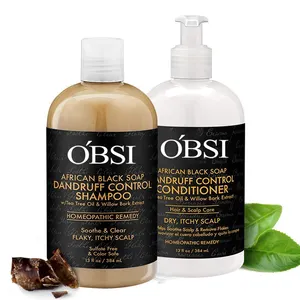 Organische Afrikaanse Zwarte Zeep Haarverzorging Pack Roos Controle Shampoo Roos Controle repareren Conditioner
