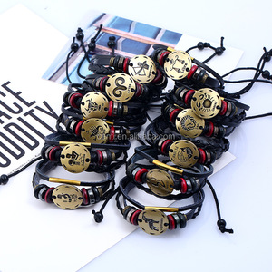 Handmade Oroscopo <span class=keywords><strong>Segno</strong></span> <span class=keywords><strong>Zodiacale</strong></span> Logo Piastra Regolabile Braccialetto di Cuoio - Product Image 6