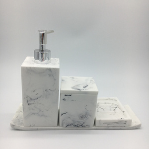 Polished Faux Marble Resin <strong>Bathroom</strong> <strong>Accessories</strong> <strong>Set</strong> - Product Image 3
