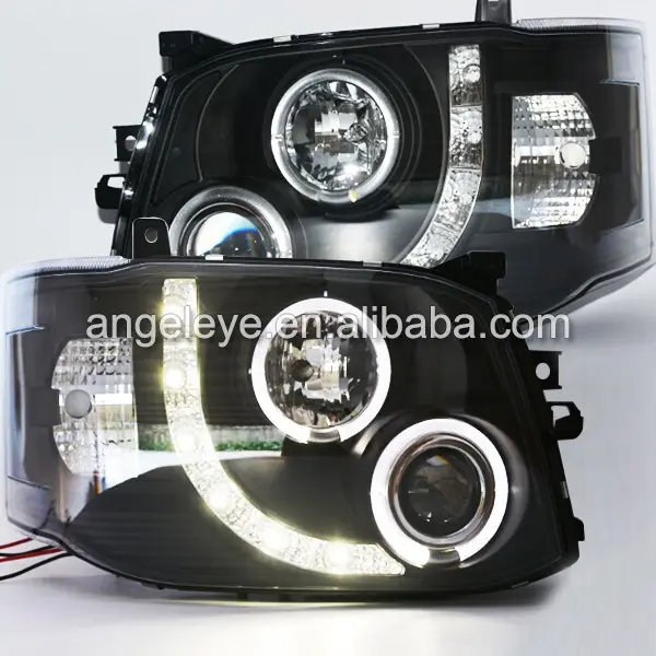 Đối Với TOYOTA HIACE H200 LED Angel Eyes Head Light Vỏ Màu Đen 2010-2014 Năm