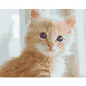בעבודת יד שמן ציור Diy חמוד חתול צבע על ידי מספר תמונה קיר תמונות לסלון חדר עיצוב הבית