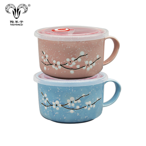 Tazza in Ceramica Personalizzata Oversize Gialla per Noodle, Ramen e Zuppe con Manico e Coperchio - Product Image 2