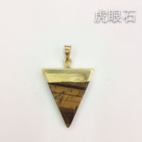 Colgante de Joyería de Oro con Piedra Marrón en Forma de Triángulo, Chapado en Oro, Joyería de Moda 2015