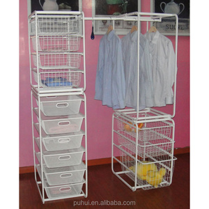 घर भंडारण आयोजक कपड़े धारक 4 स्तरों तार टोकरी दराज - Product Image 6